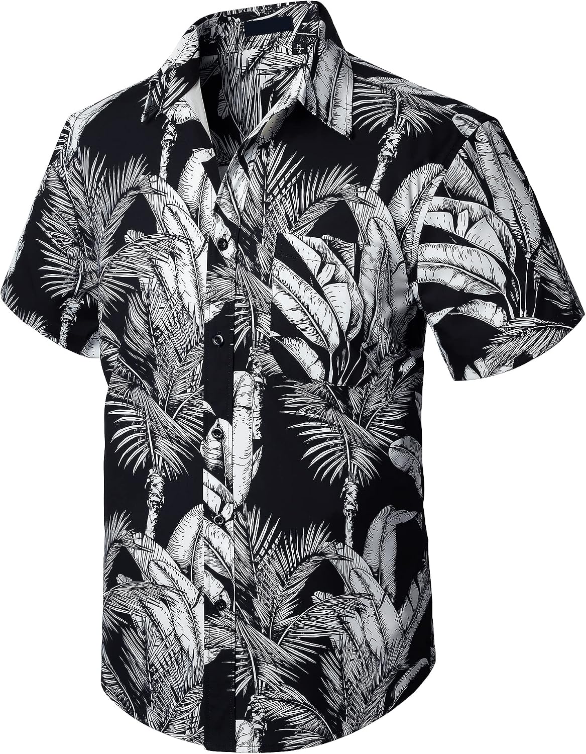 Enlision Funky Hawaii-skjorta för män, kortärmad, fritid, Hawaii-skjorta, tryck, ananas palmer, blommor, ledig, unisex, Hawaii-skjorta med framficka, S-2XL