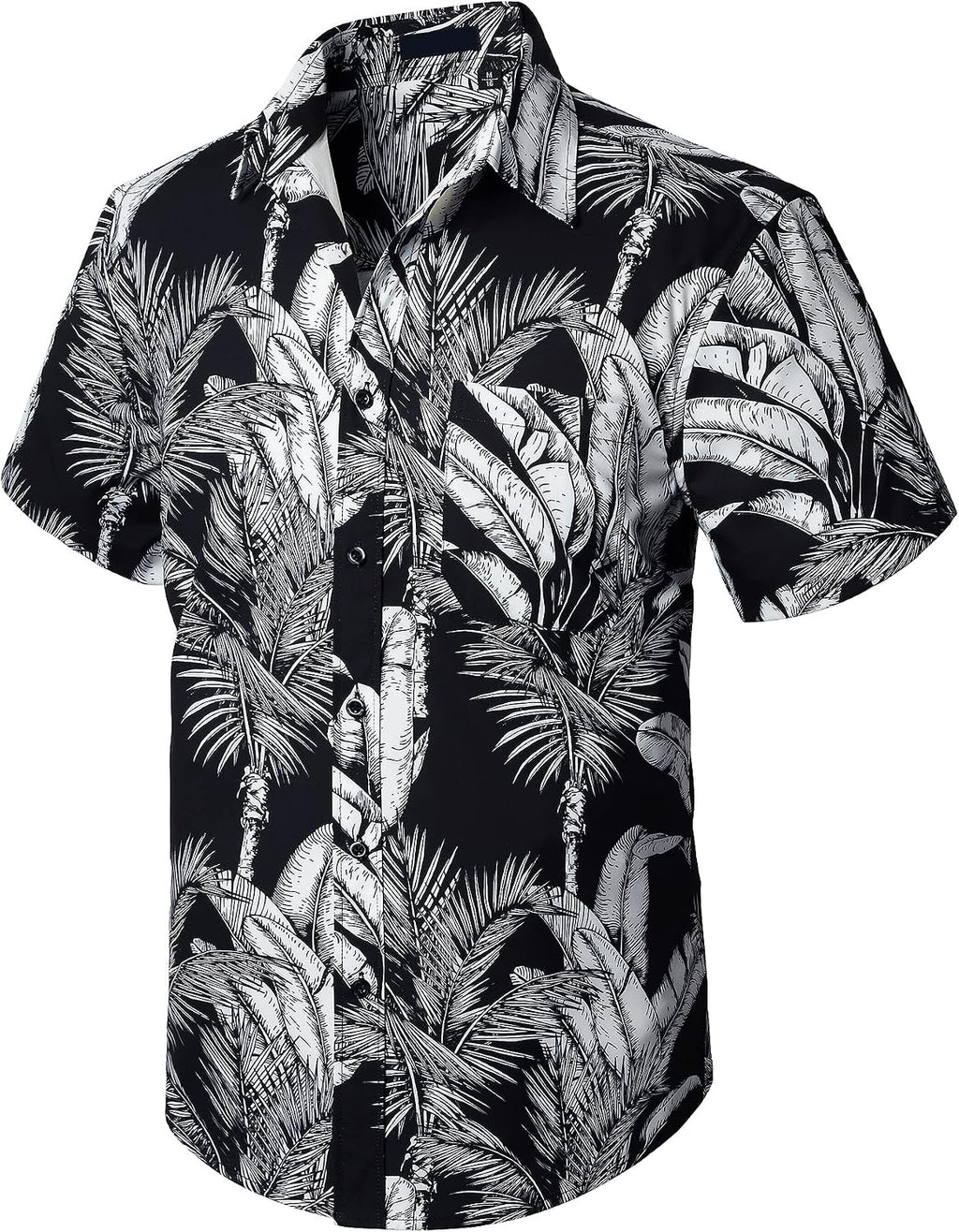 Enlision Funky Hawaii-skjorta för män, kortärmad, fritid, Hawaii-skjorta, tryck, ananas palmer, blommor, ledig, unisex, Hawaii-skjorta med framficka, S-2XL