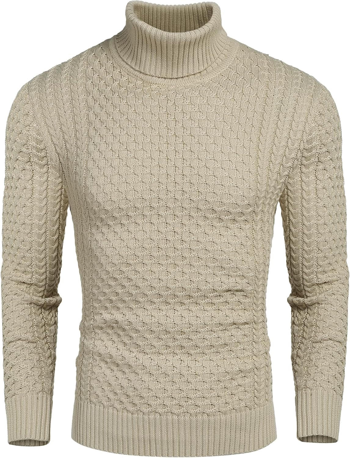 COOFANDY Tröja för herr stickad tröja polotröja herr långärmad polotröja