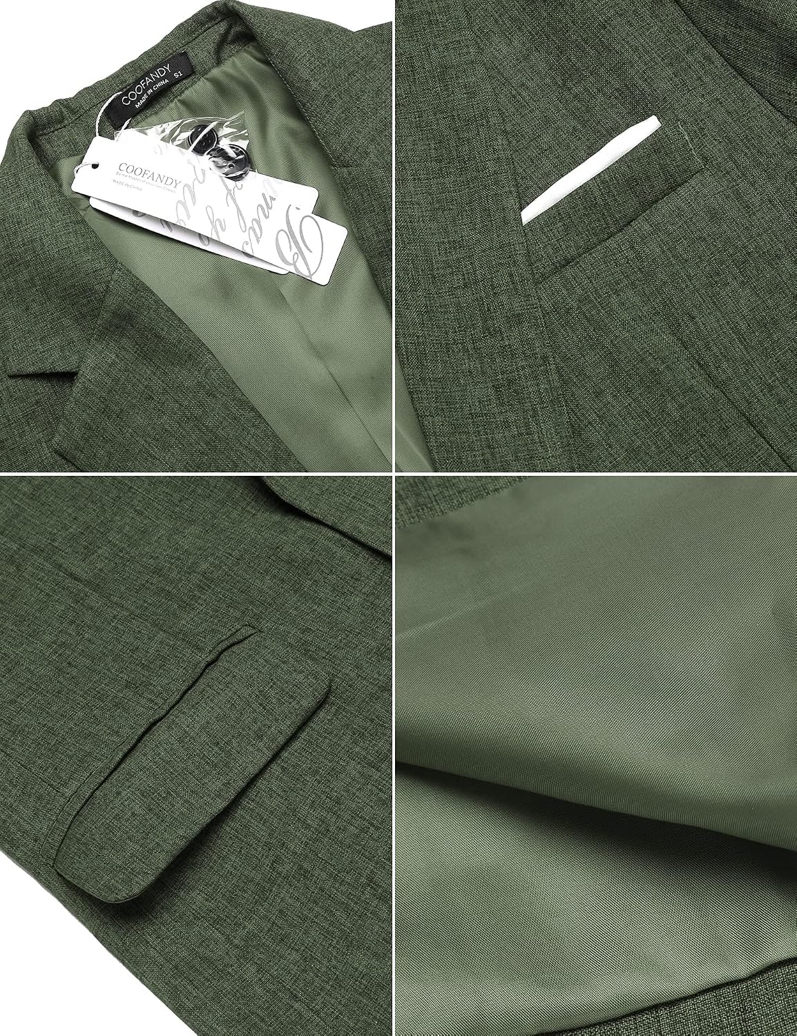 Coofand Vardaglig kostymkavaj för män, blazer, lätt och sportig med en knapp, linnetextur