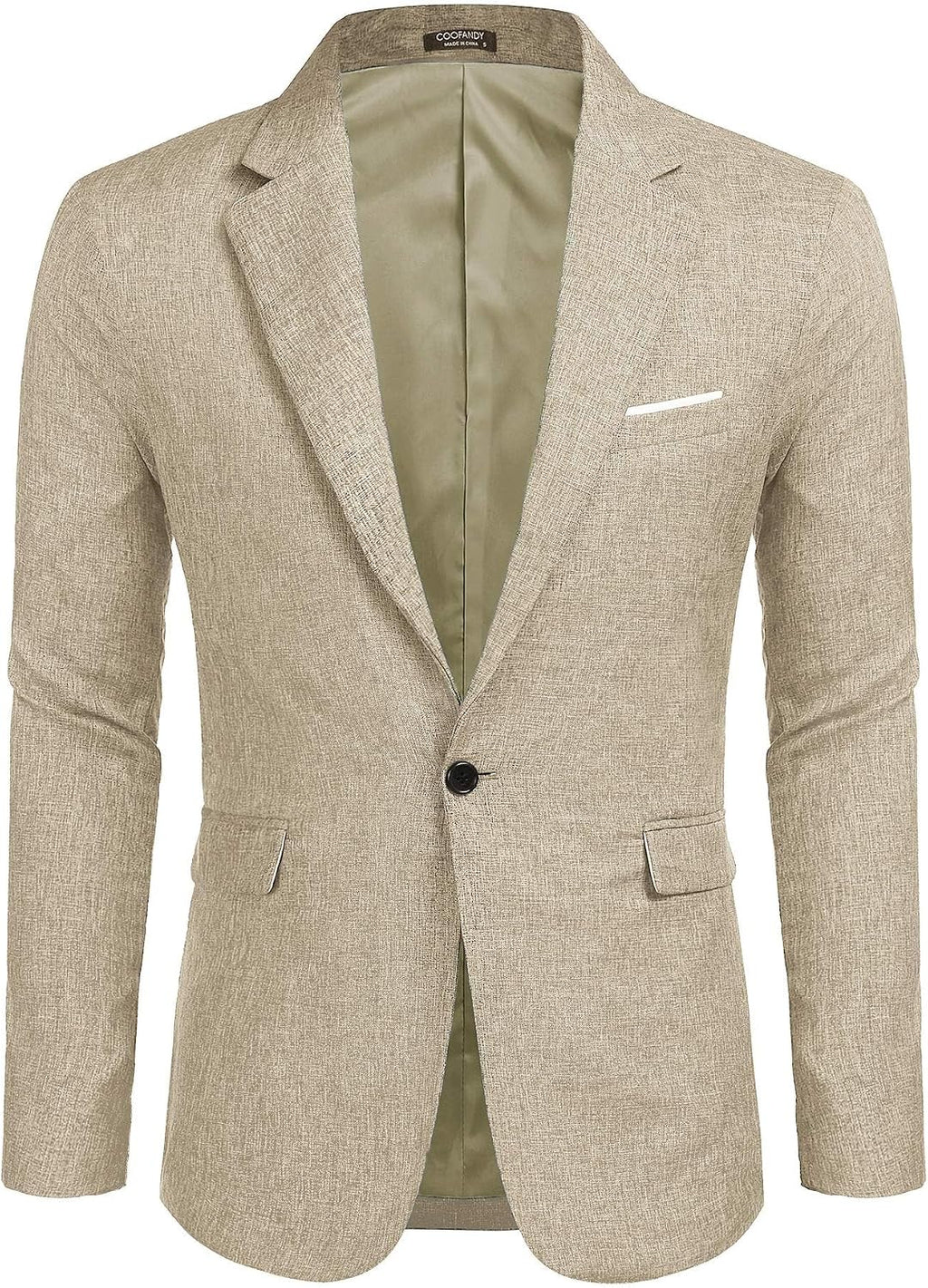 Coofand Vardaglig kostymkavaj för män, blazer, lätt och sportig med en knapp, linnetextur