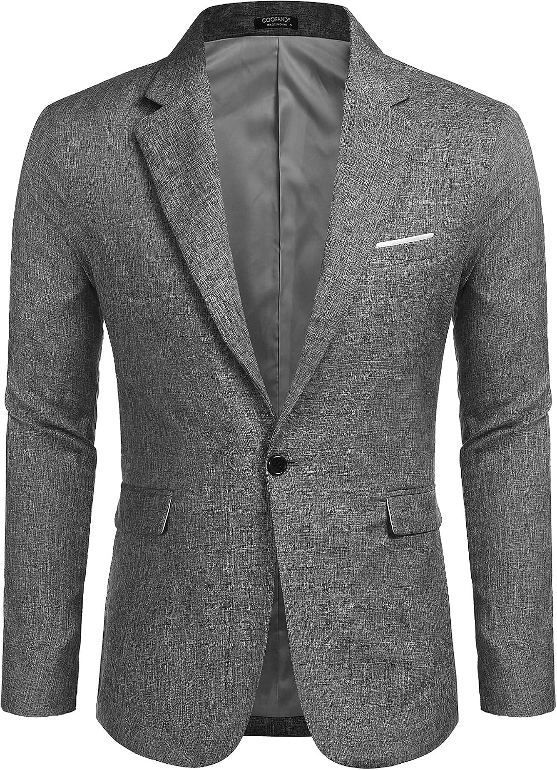 Coofand Vardaglig kostymkavaj för män, blazer, lätt och sportig med en knapp, linnetextur