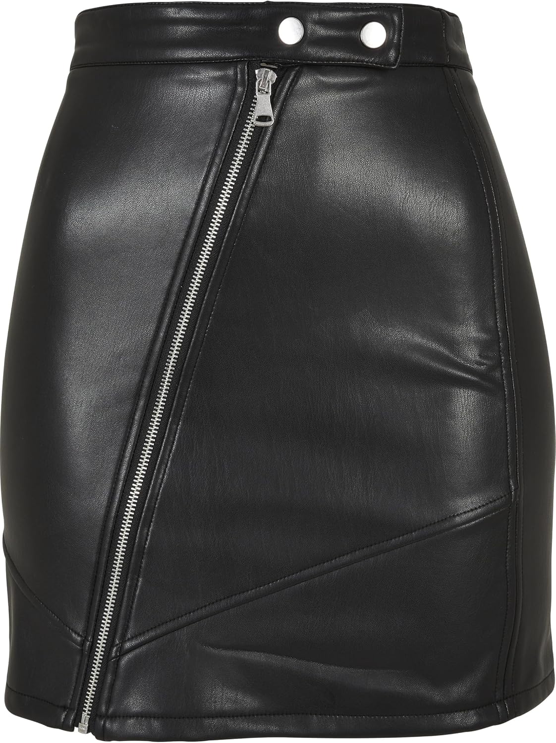 Urban Classics Biker kjol i syntetiskt läder, damkjol i konstläderlook, finns i svart, storlekar XS-5XL, svart, M