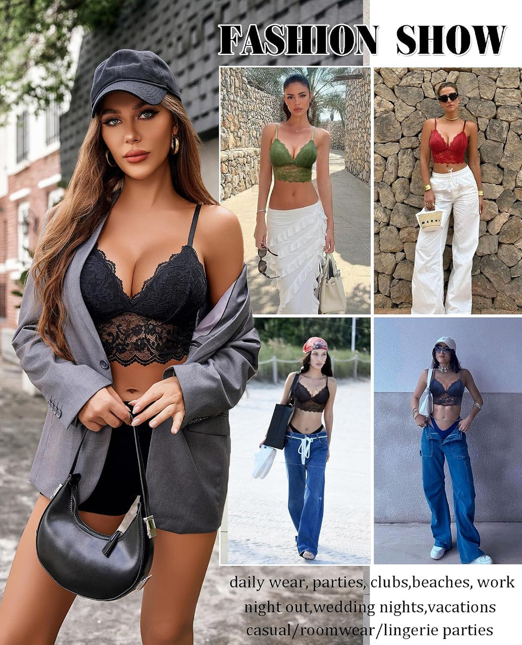 Avidlove dam spets bustier camisole sexig crop top V-ringad bralette undertröja bh spagettiremmar tank basic magfri toppar festival going outfit