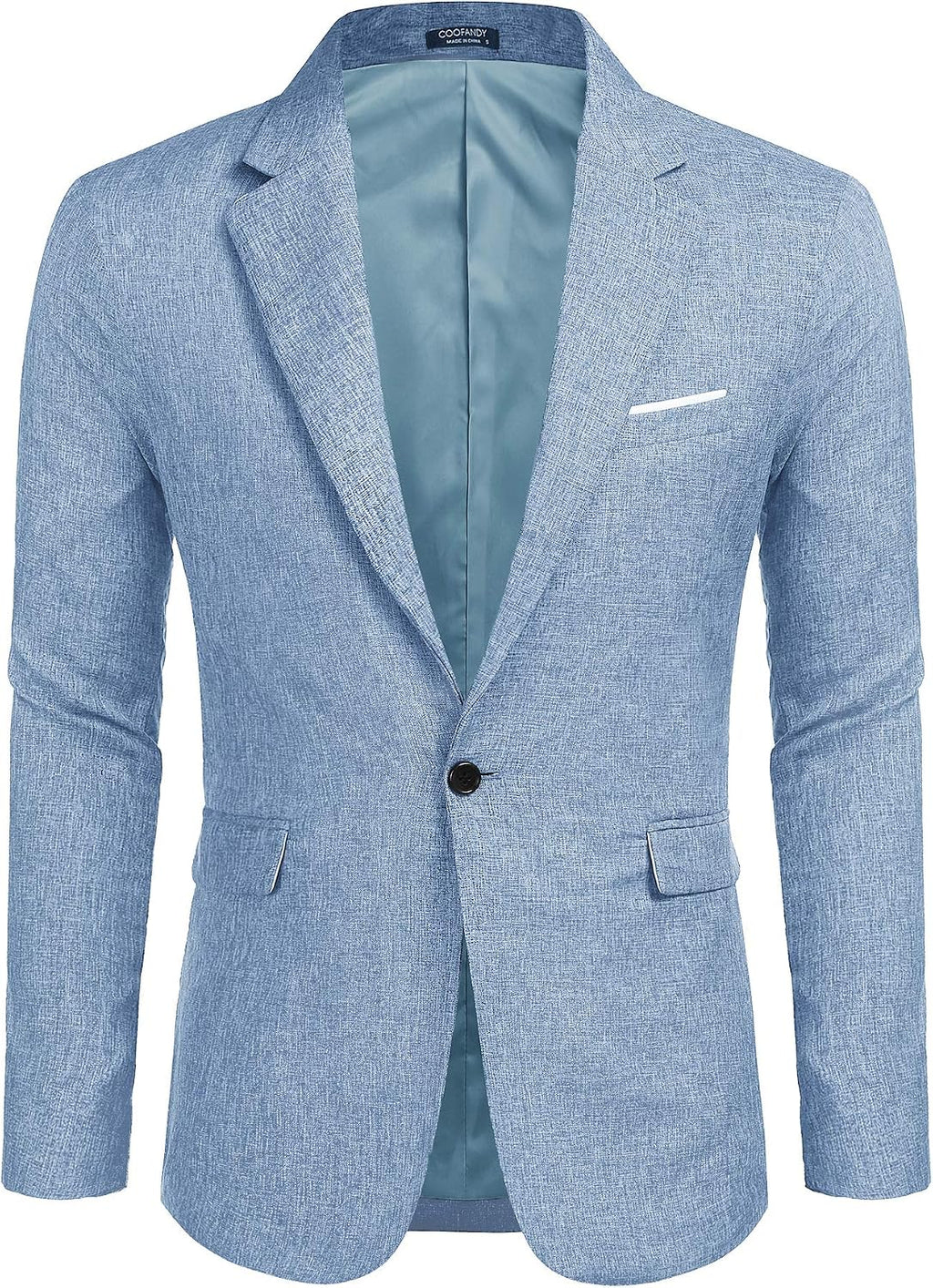 Coofand Vardaglig kostymkavaj för män, blazer, lätt och sportig med en knapp, linnetextur