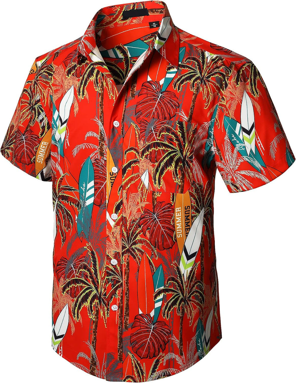 Enlision Funky Hawaii-skjorta för män, kortärmad, fritid, Hawaii-skjorta, tryck, ananas palmer, blommor, ledig, unisex, Hawaii-skjorta med framficka, S-2XL