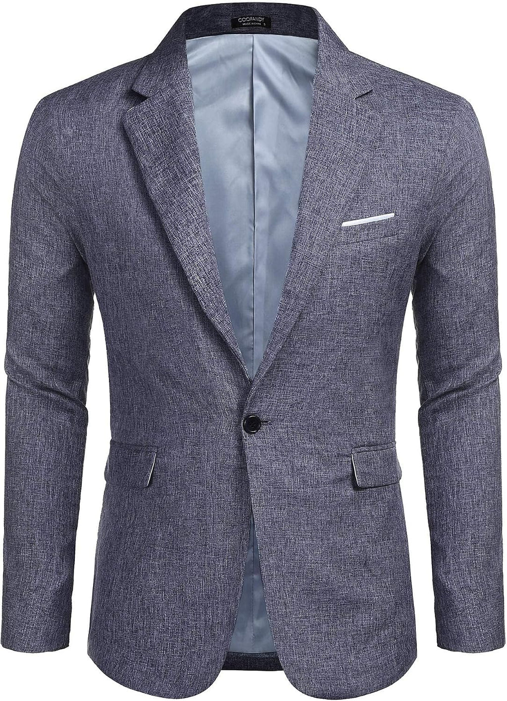 Coofand Vardaglig kostymkavaj för män, blazer, lätt och sportig med en knapp, linnetextur