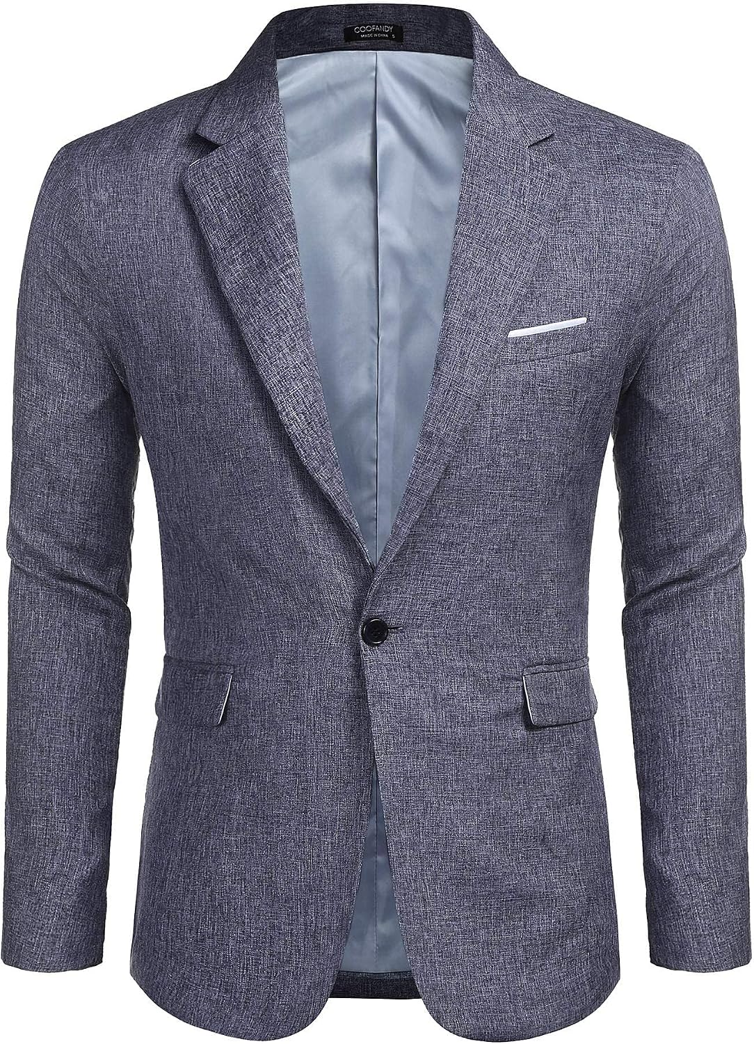 Coofand Vardaglig kostymkavaj för män, blazer, lätt och sportig med en knapp, linnetextur