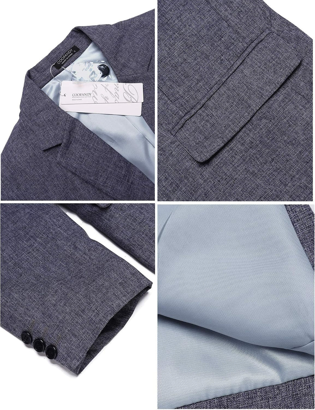 Coofand Vardaglig kostymkavaj för män, blazer, lätt och sportig med en knapp, linnetextur