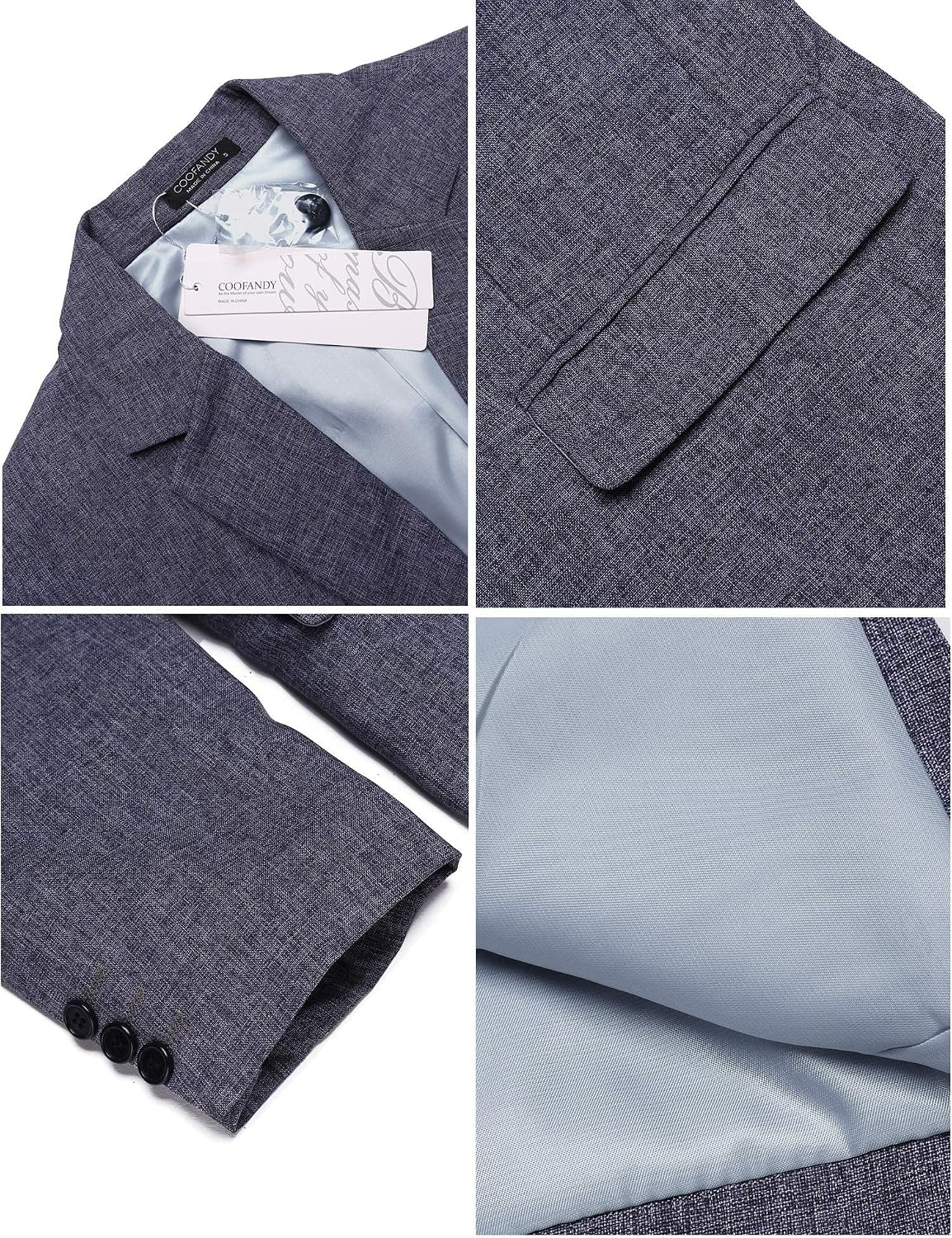 Coofand Vardaglig kostymkavaj för män, blazer, lätt och sportig med en knapp, linnetextur