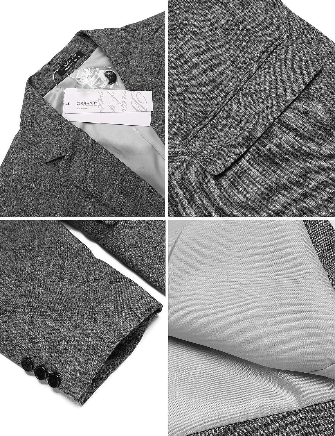 Coofand Vardaglig kostymkavaj för män, blazer, lätt och sportig med en knapp, linnetextur